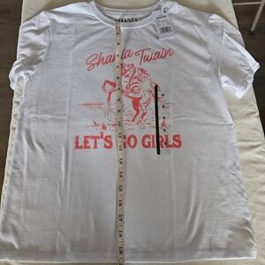 Shania Twain Lets Go Girls Graphic T-Shirt White Red Western Medium 2023